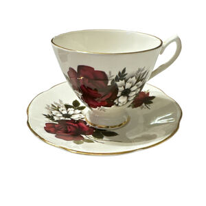 Royal Dover Bone China Rose Teacup & Saucer Vintage Cottagecore Grandmillennial